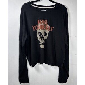 The Last Podcast On The Left Hail Yourself Skull Cropped Sweatshirt Black sz 3XL